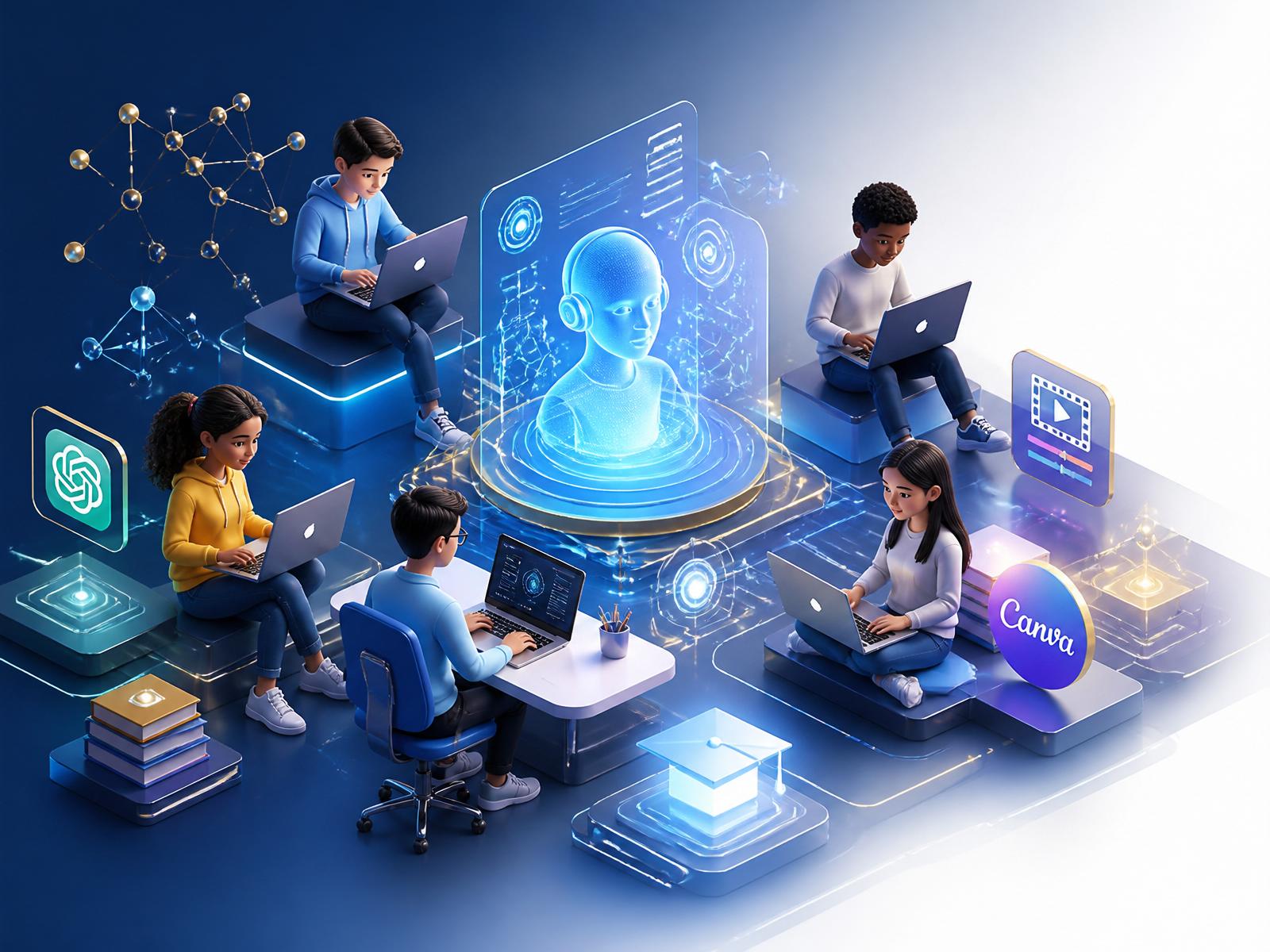 Students learning AI and digital skills